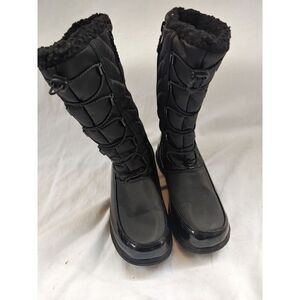 Totes SHELLY Girls Size 4/Women's Size 6 Black Faux Fur Boots.